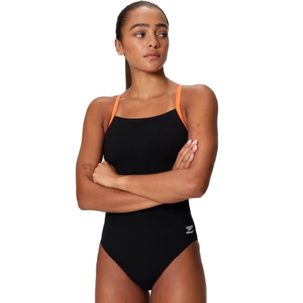 Women's Solid Flyback Training One Piece Orange size 36